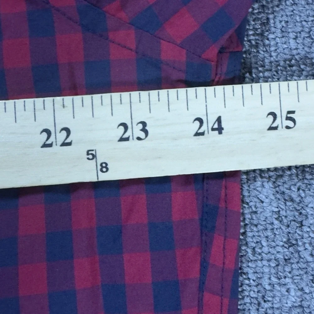J Crew Mens XXL‎ Slim Fit Stretch Button Down Long Sleeve Shirt Navy Red Plaid